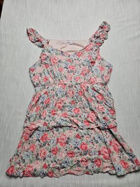 Women’s Floral Tiered Flowy Boho Fairy Whimsigoth Cottagecore Mini Dress‎ 1X